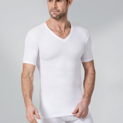 Namaldı erkek V yaka T-shirt %50 Modal XL beyaz renk