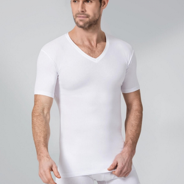 Namaldı erkek V yaka %50 Modal T-shirt beyaz 2XL beden